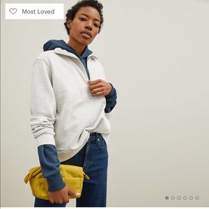 Everlane Track Half-Zip Sweatshirt XS Light Heather Grey